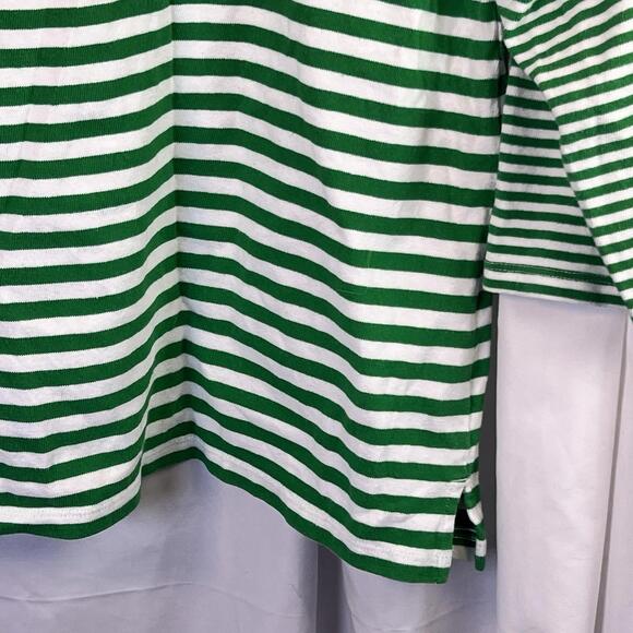 Lands End Green White Striped 100% Cotton Top Women’s Size Large EUC - Picture 6 of 9